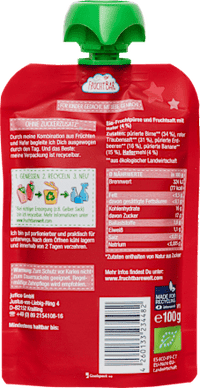Quetschie "Kleiner Schatz" Erdbeer, Birne, Traube, Hafer, ab dem 6.Monat, 100 g