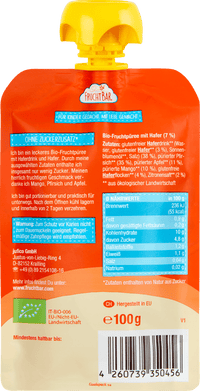 FruchtBar Quetschie Mango, Pfirsich, Apfel & Hafer ab 6 Monaten, 100 g