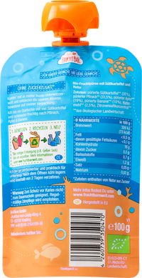 FruchtBar Quetschie Pfirsich, Süßkartoffel, Apfel, Banane & Hafer ab 6 Monaten, 100 g