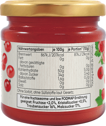Fruchtaufstrich, Rote Johannisbeere, 235 g