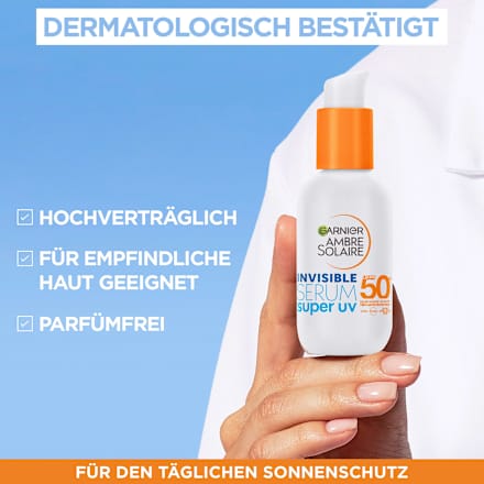 Sonnenfluid Gesicht super UV invisible Serum, LSF 50+, 30 ml Garnier Ambre Solaire