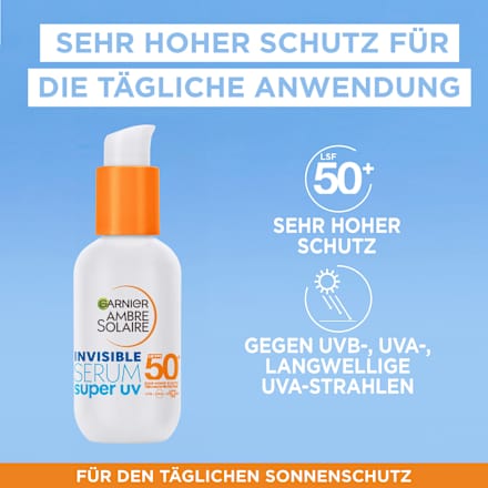 Sonnenfluid Gesicht super UV invisible Serum, LSF 50+, 30 ml Garnier Ambre Solaire