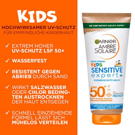 Sonnenmilch Kids sensitiv expert+, LSF 50+, 175 ml Garnier Ambre Solaire
