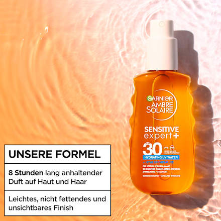 Sonnenspray sensitive expert +, hydrating UV water, LSF 30, 150 ml