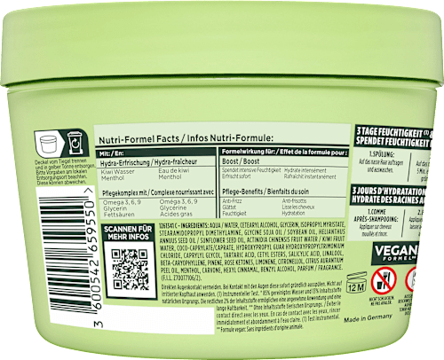 Haarkur Kiwi Menthol Hair Food 3in1 Maske, 400 ml