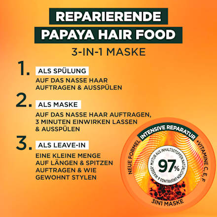 Papaya Hair Food 3-in-1 Masker, 400 ml