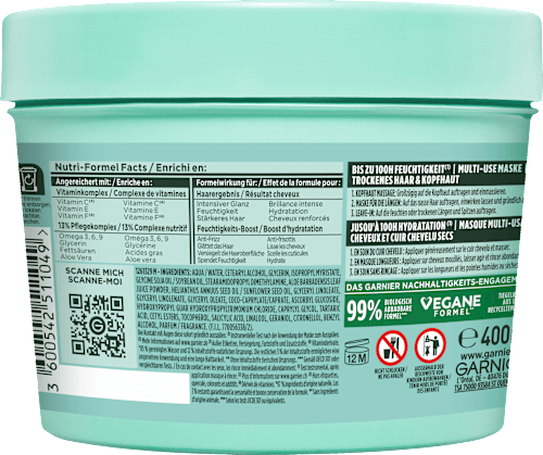 Haarmasker Aloë Vera Haarvoeding 3-in-1, droog haar, 400 ml