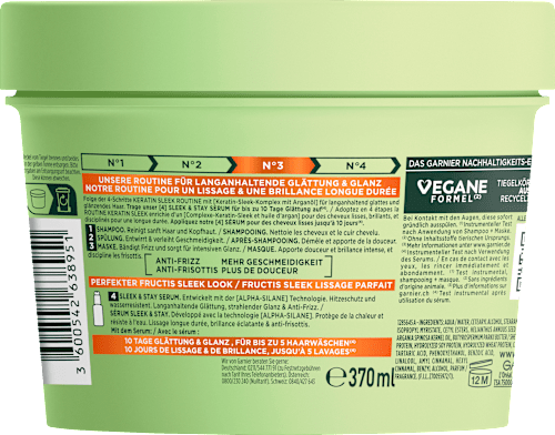 Haarmasker Keratin Sleek, anti-kroesbehandeling, 370 ml