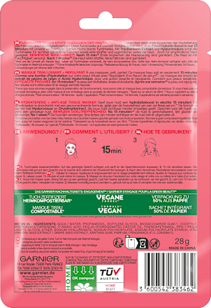 Anti-aging sheetmasker Hydra Bomb druif, 28 g