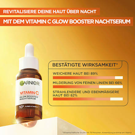 Nachtserum Glow Booster mit Vitamin C & Hyaluronsäure, 30 ml