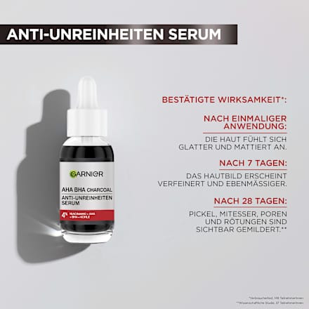 Serum Anti-Unreinheiten AHA + BHA Kohle, 30 ml Garnier Skin Active