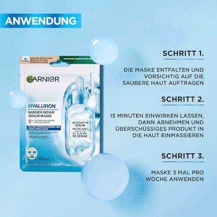 Tuchmaske Serum Hyaluron Barrier Repair, 28 g Garnier Skin Active
