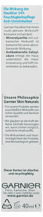 Gesichtscreme Hautklar, Anti-Unreinheiten, 40 ml GARNIER SKIN NATURALS