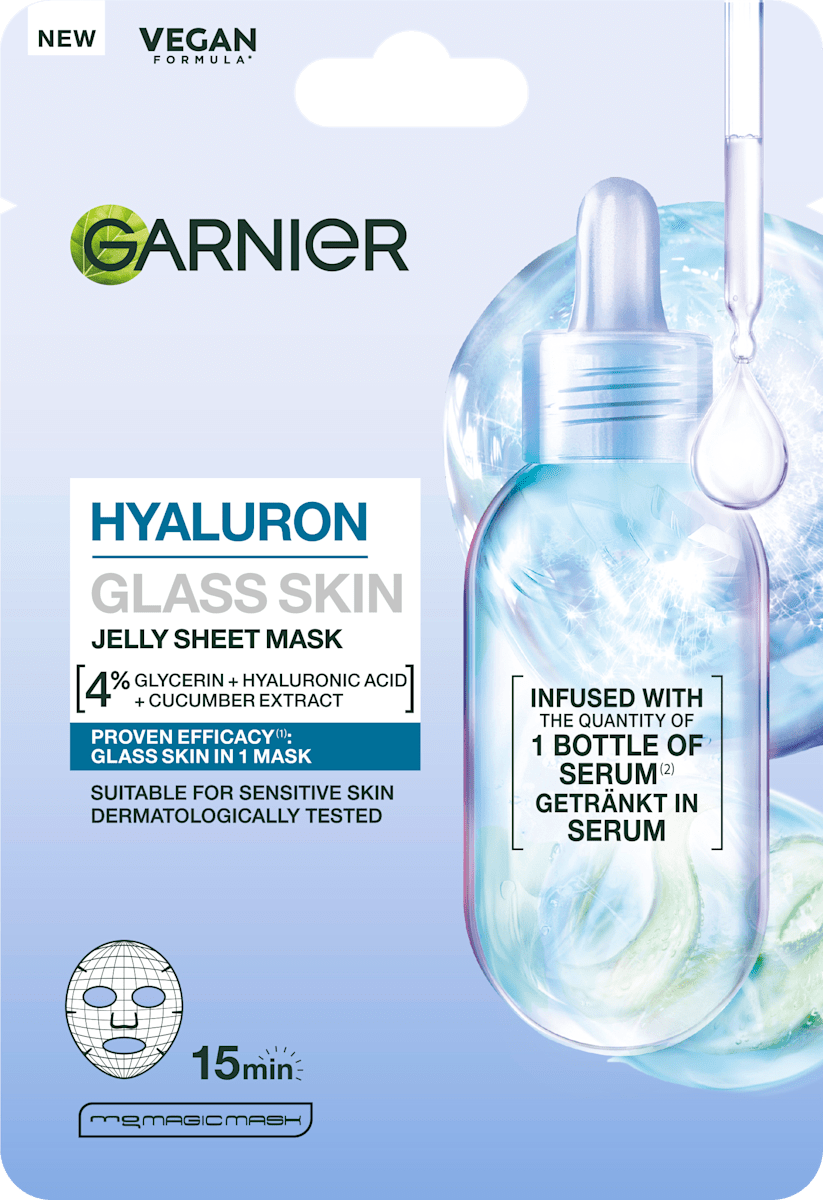 GARNIER SKIN NATURALS Tuchmaske Hyaluron Glass Skin Jelly Sheet Mask, 27 g