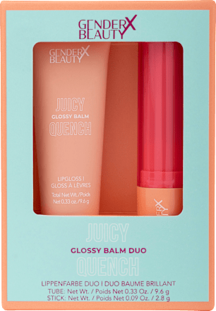 Lipbalm Glossy Duo Juicy Quench Rosy Kiss, 1 St Gender X Beauty