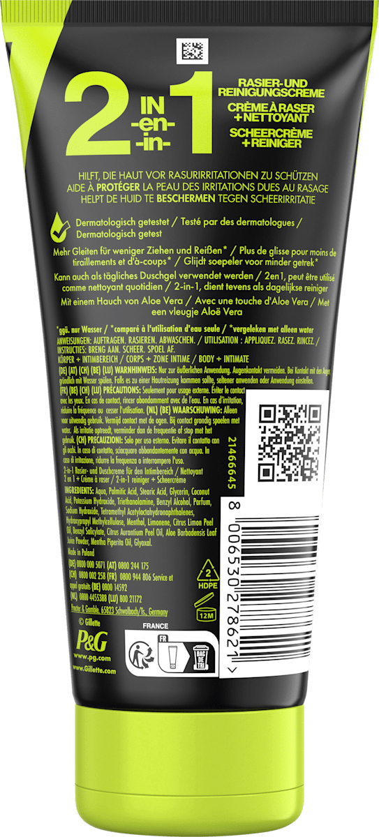 Gillette Rasier- & Reinigungscreme, Labs Body & Intimate, 177 ml