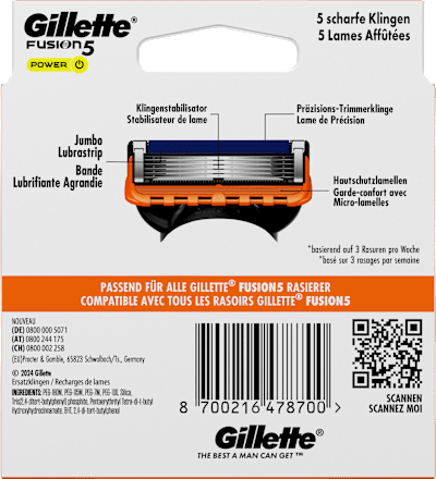 Scheermesjes, Fusion5 Power, 8 stuks