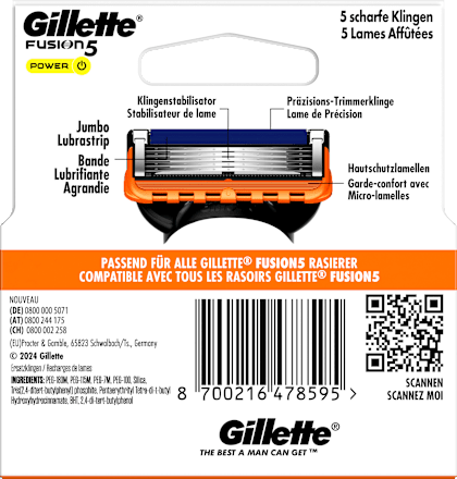 Scheermesjes, Fusion5 Power, 4 stuks