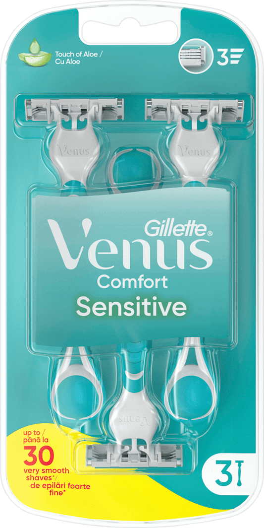 Gillette Venus Rasoirs jetables, Comfort Sensitive, 3 St