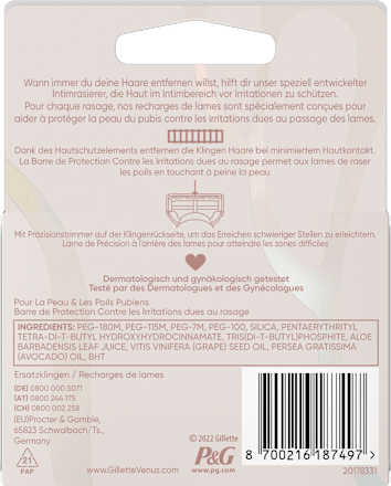Rasierklingen für den Intimbereich, Aloe Vera, 4 St Gillette Venus