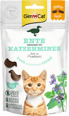Kattensnacks met eend en kattenkruid, knapperige snack, 50 g