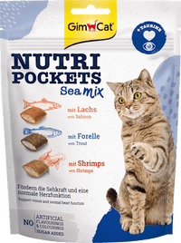 Kattensnacks met zalm, forel en garnalen, Nutri Pockets Sea Mix, 150 g