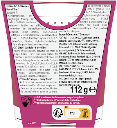 Duftkerze im Glas Berry Vibes 112 g, 112 g
