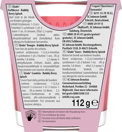 Duftkerze im Glas Bubbly Berry Splash 112 g, 1 St glade