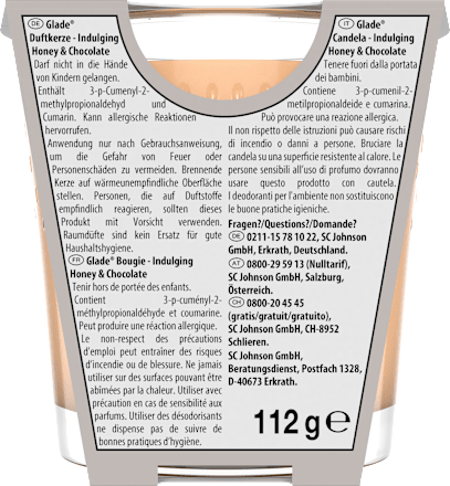 Duftkerze im Glas Indulging Honey & Chocolate 112 g, 1 St glade
