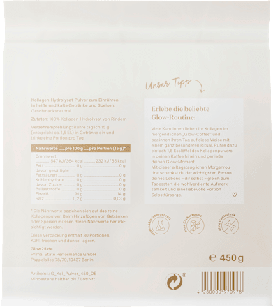 Kollagen Pulver, 450 g Glow25