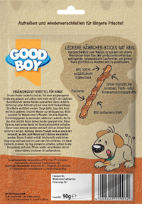 Hondensnacks Kip Rijststicks, Volwassen, 90 g