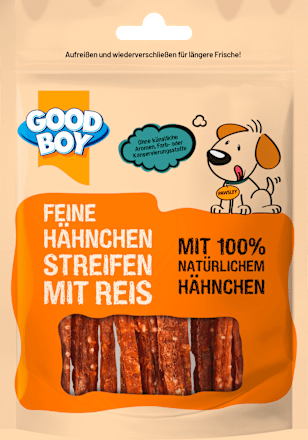 Hondensnacks, kipreepjes met rijst, volwassen, 80 g