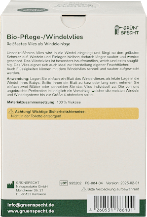 Bio-Pflege-/Windelvlies, 70 Blatt, 1 St