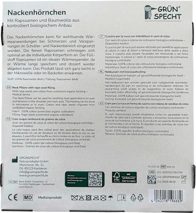 Nackenhörnchen Rapssamen grau-mint, 1 St