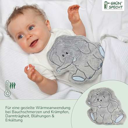 Traubenkern-Kissen Wärmezoo mit Bezug, Elefant, 1 St