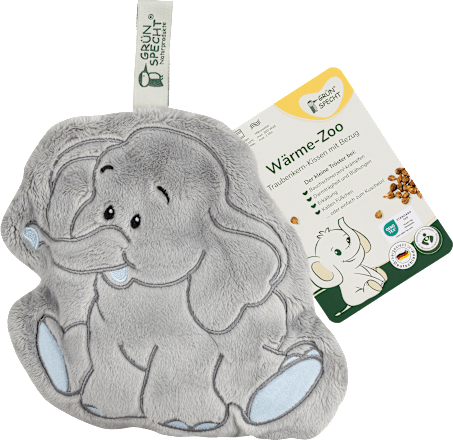 Traubenkern-Kissen Wärmezoo mit Bezug, Elefant, 1 St
