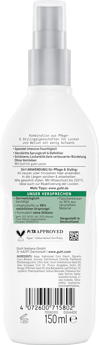 Styling Spray Locken Pflege & Styling 2in1, 150 ml
