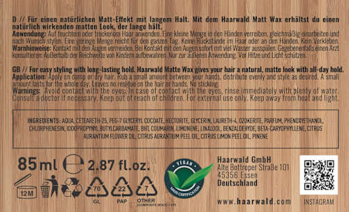 Haarwachs Black Wax Natürlicher Matt-Effekt, 85 ml
