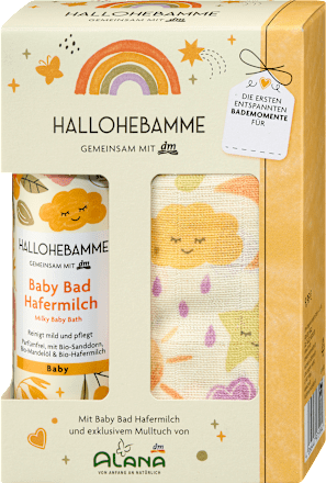 Geschenkset HALLOHEBAMME Babybad Hafermilch + ALANA Mulltuch 2tlg, 1 St