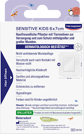 Wundverband Sensitive Kids (6 x 7cm), 10 St