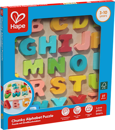 Puzzle aus Holz mit Großbuchstaben ABC, 1 St