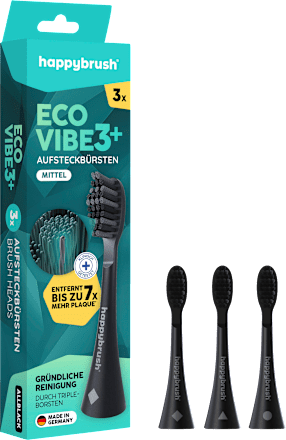 Eco Vibe 3+ borstelkoppen, zwart, 3 stuks