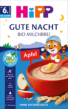 Abendbrei Milch Gute Nacht Hafer Apfel ab dem 6. Monat, 475 g