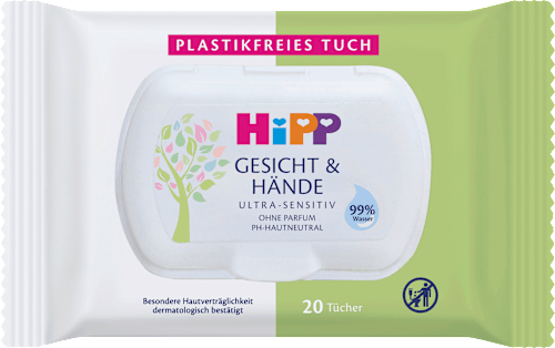 Feuchttücher Gesicht & Hände Tücher, Reisegröße, 20 St