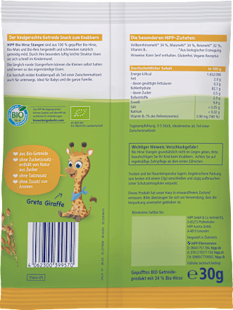 Babysnack Hirse-Stangen, ab dem 8.Monat, 30 g