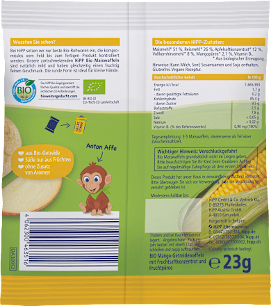 Babysnack Maiswaffeln Mango ab dem 8. Monat, 23 g