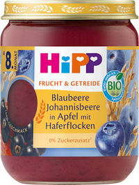 Frucht & Getreide Blaubeere Johannisbeere in Apfel mit Haferflocken ab dem 8.Monat, 160 g