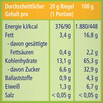 Fruchtriegel Hafer Pfirsich, ab 3 Jahren (5x20 g), 100 g