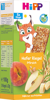 Fruchtriegel Hafer Pfirsich, ab 3 Jahren (5x20 g), 100 g