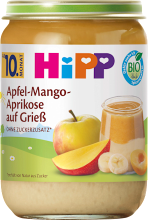 Früchte Apfel-Mango-Aprikose auf Grieß ab dem 10. Monat, 190 g